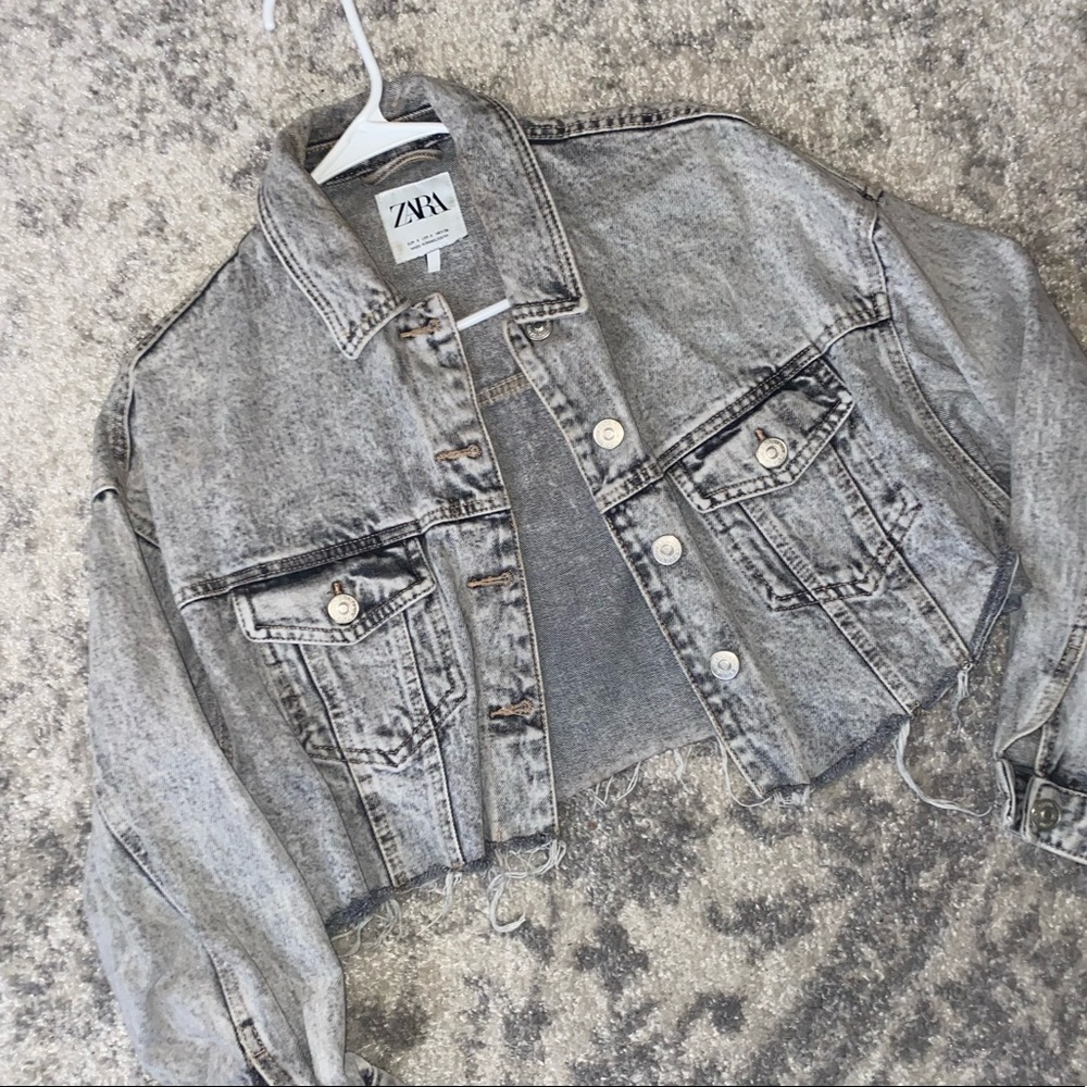 Zara light wash jean cropped jacket